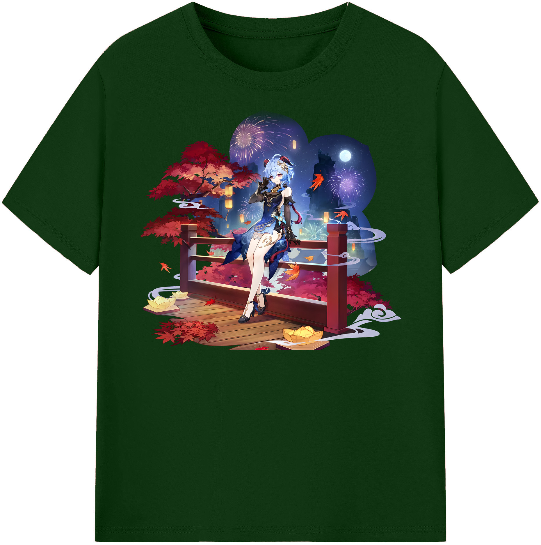 げんし神 甘雨 かんう genshin Ganyu 綿100％半袖Tシャツ（フロントプリント）